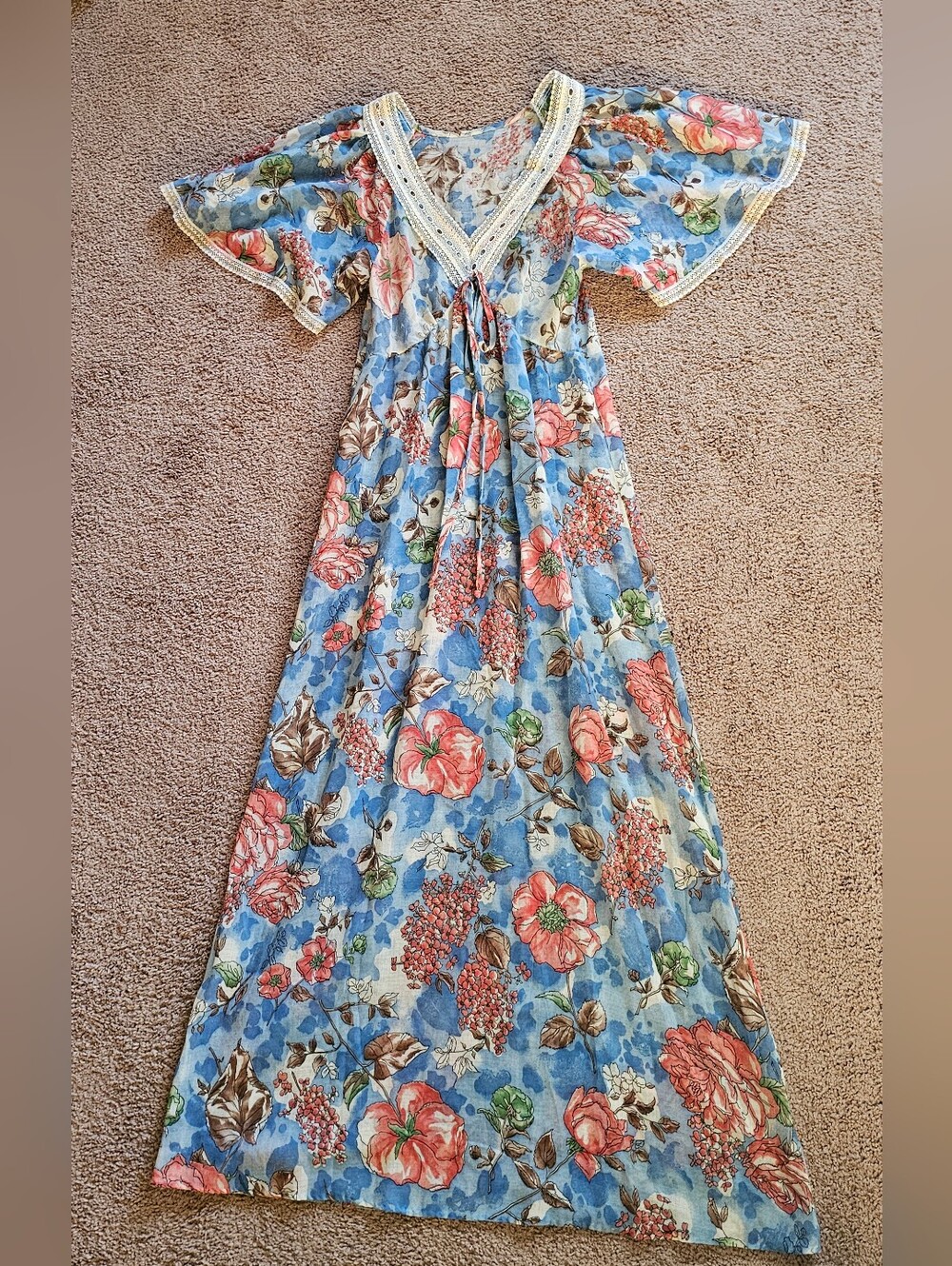 Vintage 70s Homemade Floral Maxi Dress